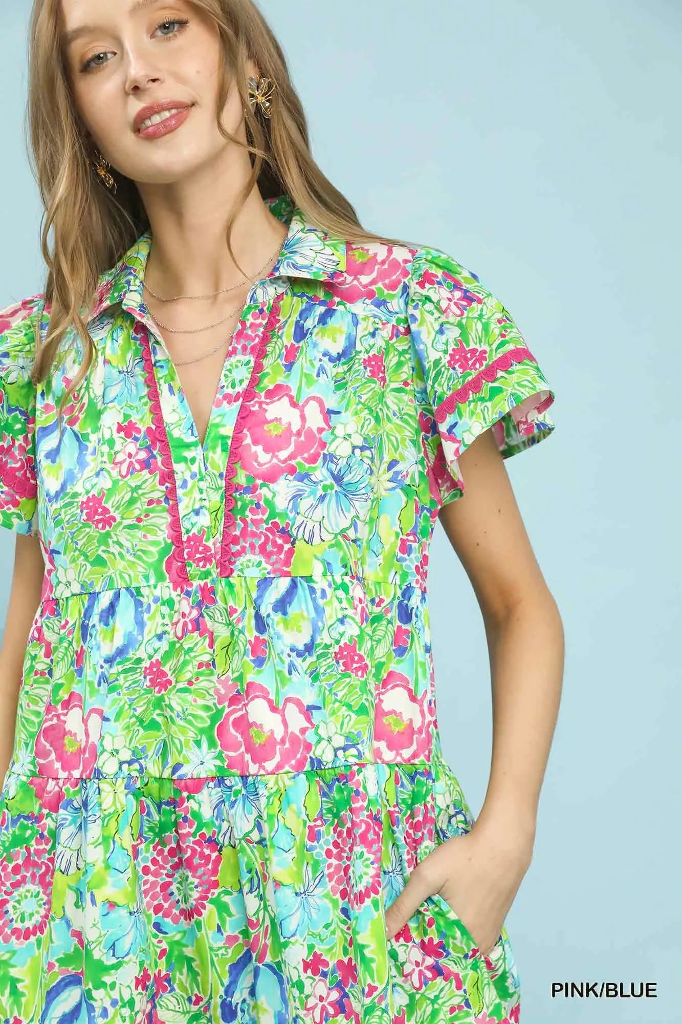umgee bold mixed Umgee Bold Mixed Floral Tiered Midi Dress view 6 (dress) - shop at us.meeeshop