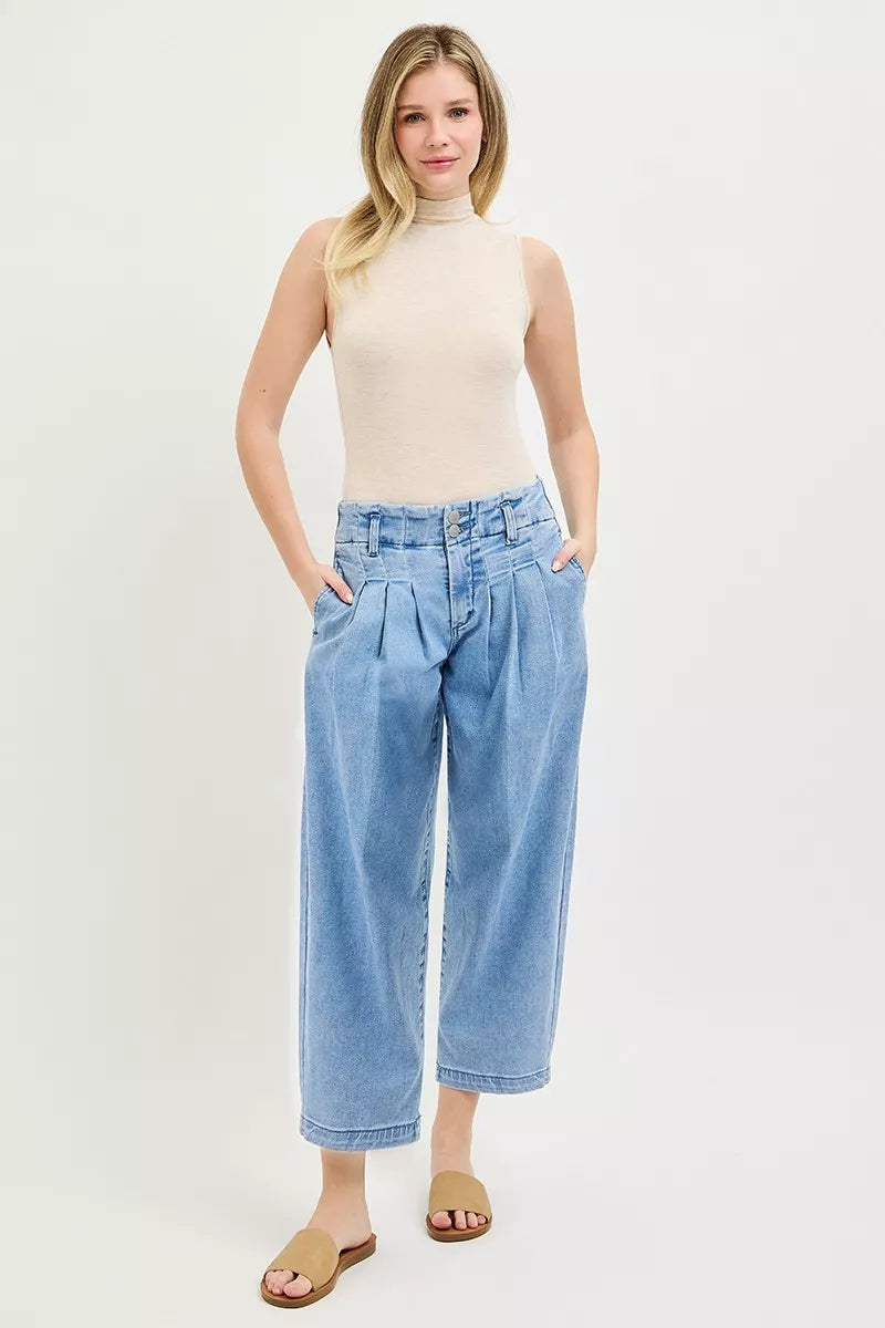 risen slouchy crop Risen Slouchy Crop Barrel Pleated Jeans view 6 (bottom) - shop at us.meeeshop