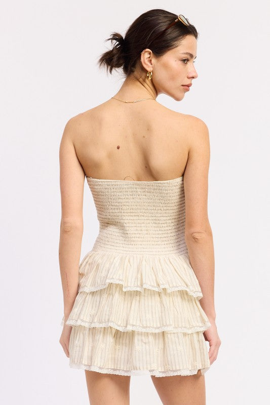 Sleeveless Tiered Mini Dress with Smocking | view 8 | Emory Park | us.meeeshop