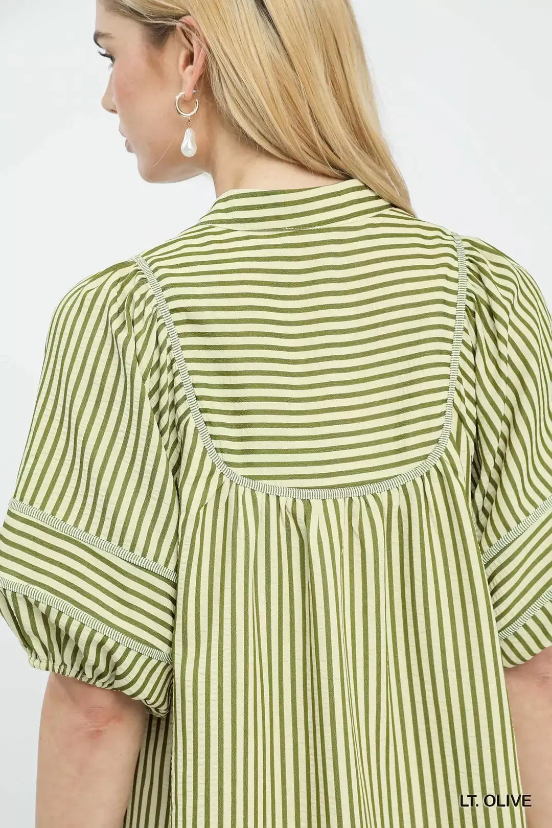 umgee striped puff Umgee Striped Puff Sleeve Shift Dress view 5 (dress) - shop at us.meeeshop