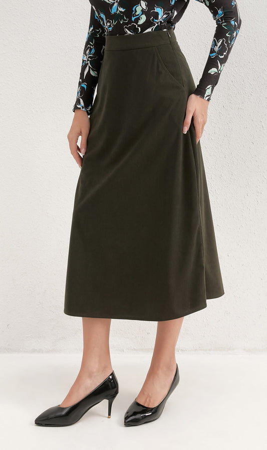Emerald Corduroy Skirt