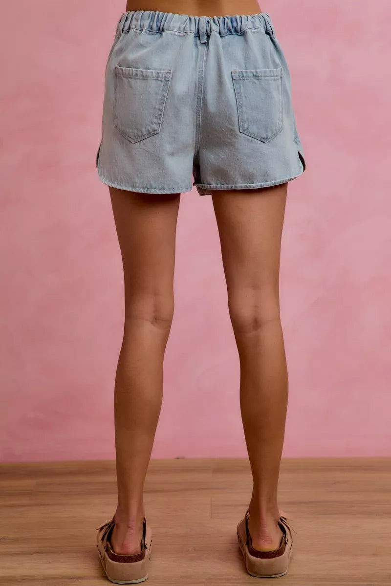 washed denim wrap So Me Washed Denim Wrap Skorts view 10 (piece) - shop at us.meeeshop