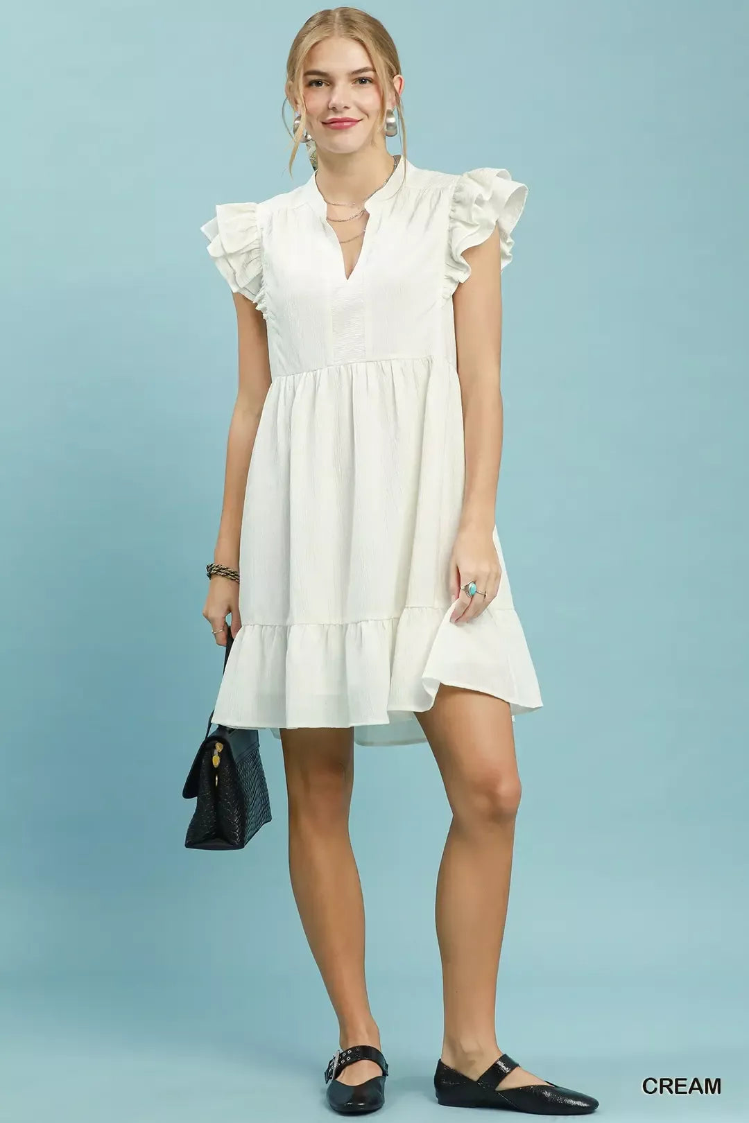 umgee ruffle sleeve Umgee Ruffle Sleeve Babydoll Dress view 5 (dress) - shop at us.meeeshop