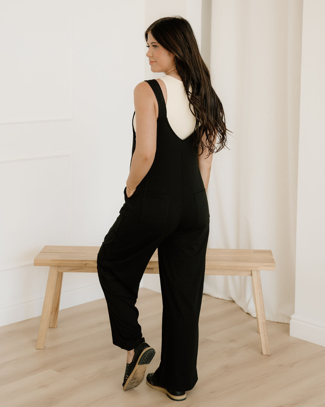 zinnia raw seam Zinnia Raw Seam Big Flower Patched Loose Overall Jumper view 11 (piece) - shop at us.meeeshop