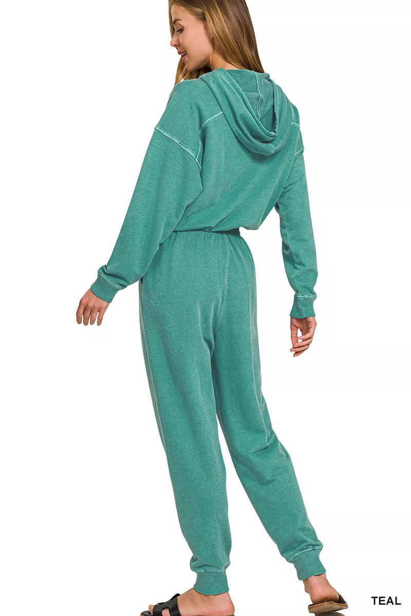 zenana enzyme washed Zenana Enzyme Washed French Terry Jumpsuit view 3 (one-piece) - shop at us.meeeshop