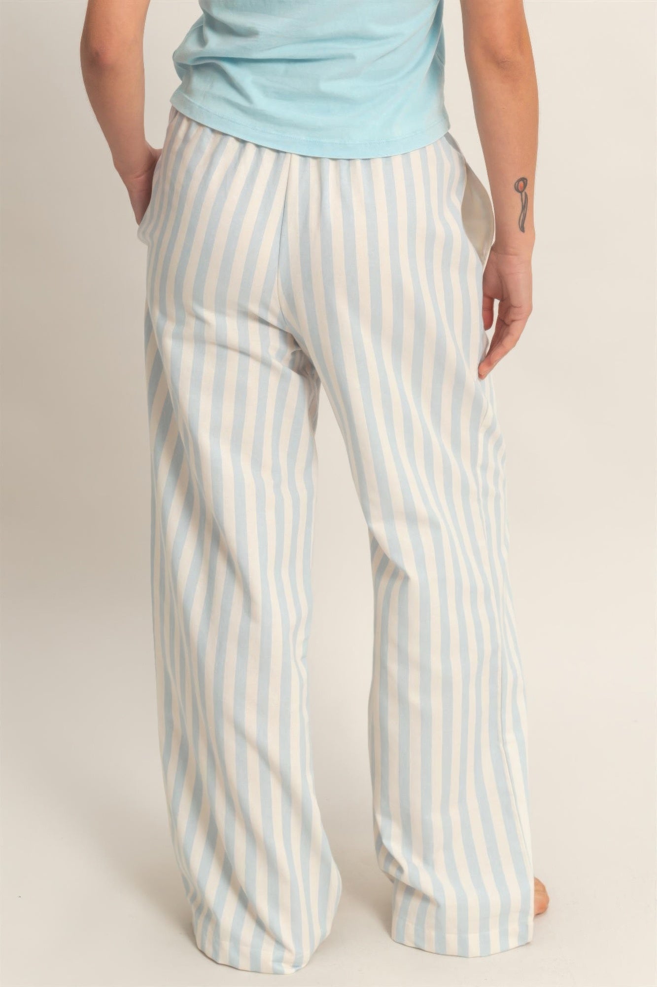 hyfve vertical striped Hyfve Vertical Striped Elastic Pants with Side Pockets view 24 (bottom) - shop at us.meeeshop