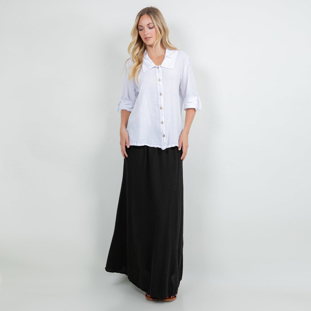 Sloanne Button-up 100% Cotton Gauze Top