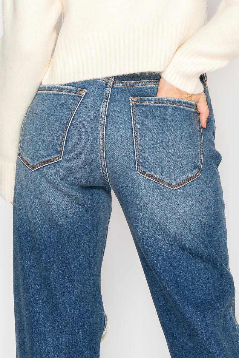 hybrid stretch ripped Hybrid Stretch Ripped Relaced Flare Jeans view 14 (bottom) - shop at us.meeeshop