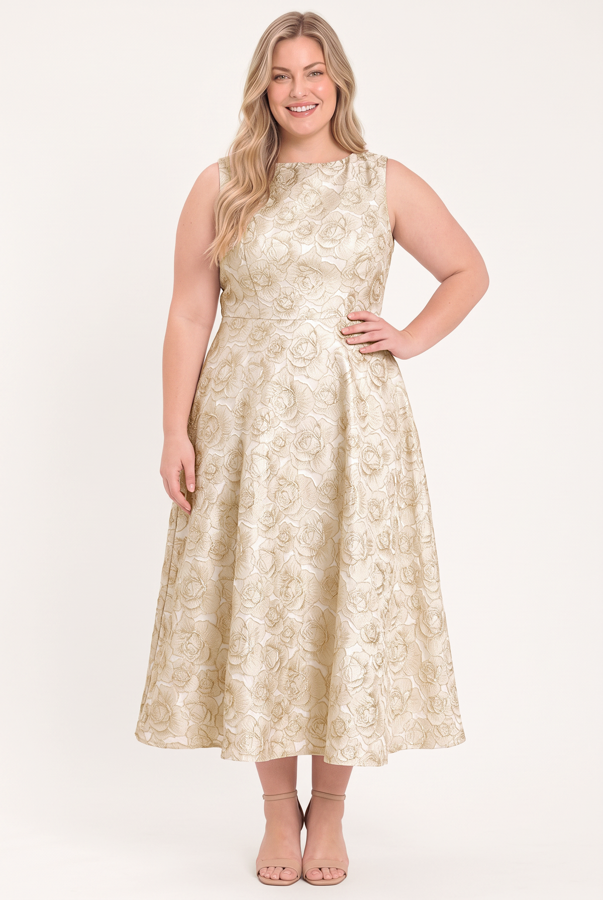 Flying Tomato Gilded Rose Woven Midi Dress