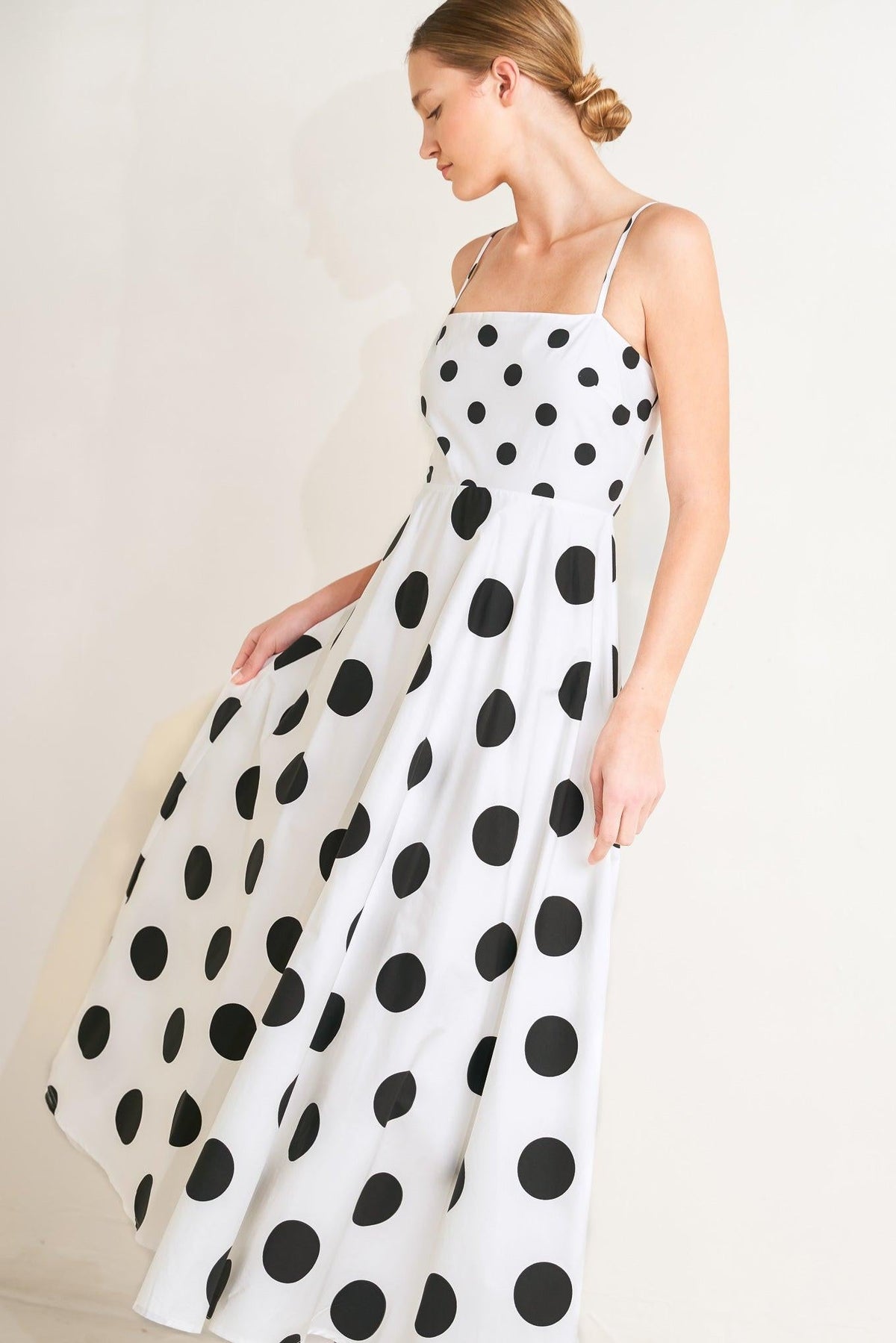 Flying Tomato Dolce Vita Polka Dot Woven Midi Dress