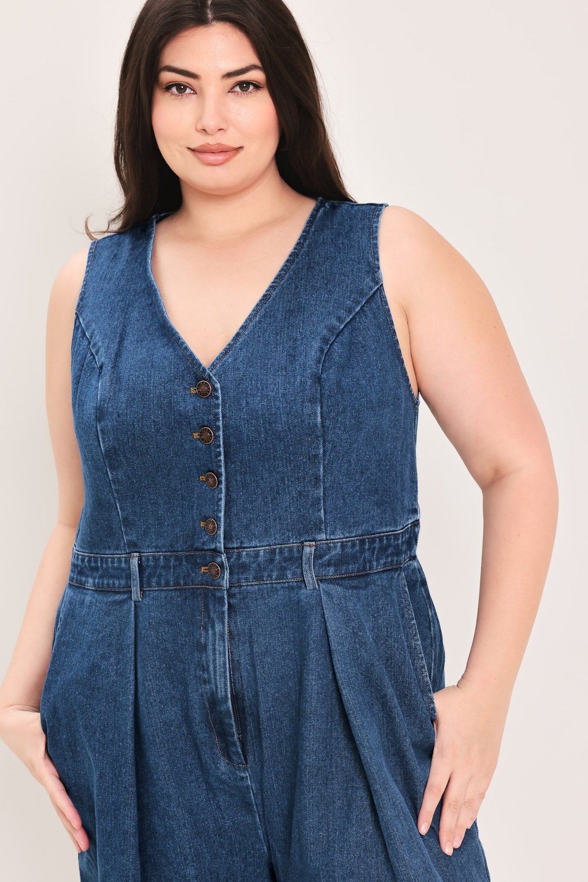 Flying Tomato Runway Hit Line Denim Jumpsuit