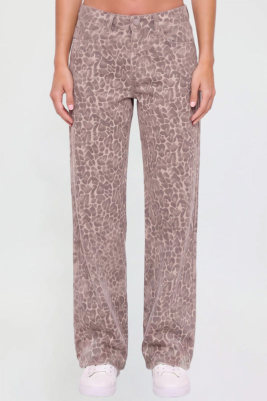 Women's Britney Leopard Wide Leg Jeans