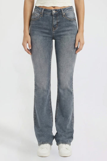 Women's Bootcut Jeans with Cross Hatch Detail