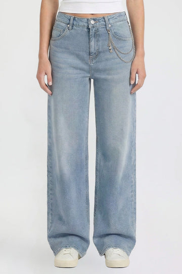 Women's Joey Super Wide Leg Jeans with Butterfly Chain