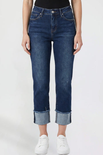 Ymi Women's Premium Stretch Cropped Mega Cuff Jeans