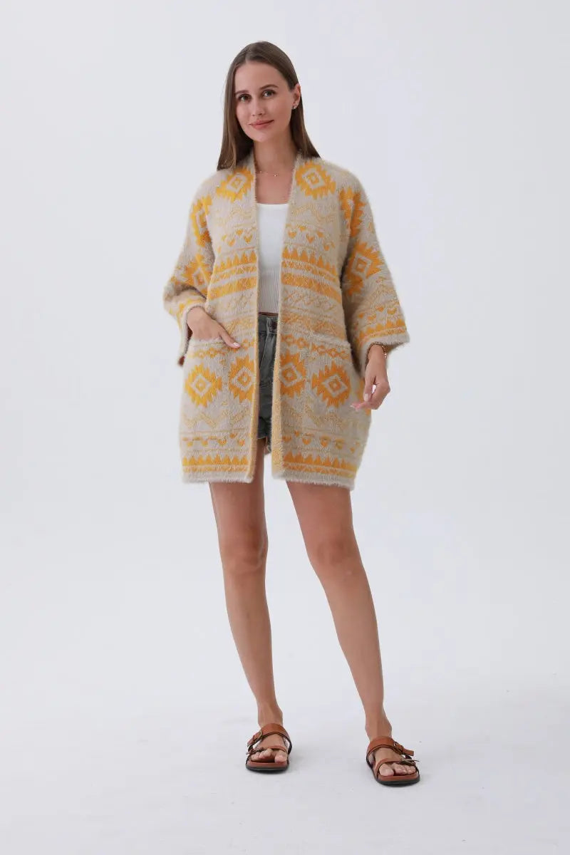 Aztec Soft Knit cardigan with Tribal Print - Western Vibe π΅