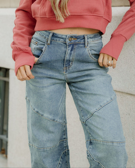 Adeline High Waist Jeans in Sail Blue view 2 - High-Waisted (bottom)