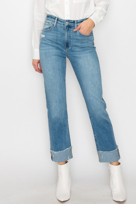 Alexandra High Rise Straight Jeans (reg & Plus) in 9 (28) view 4 - High-Waisted - Plus Jeans (bottom)
