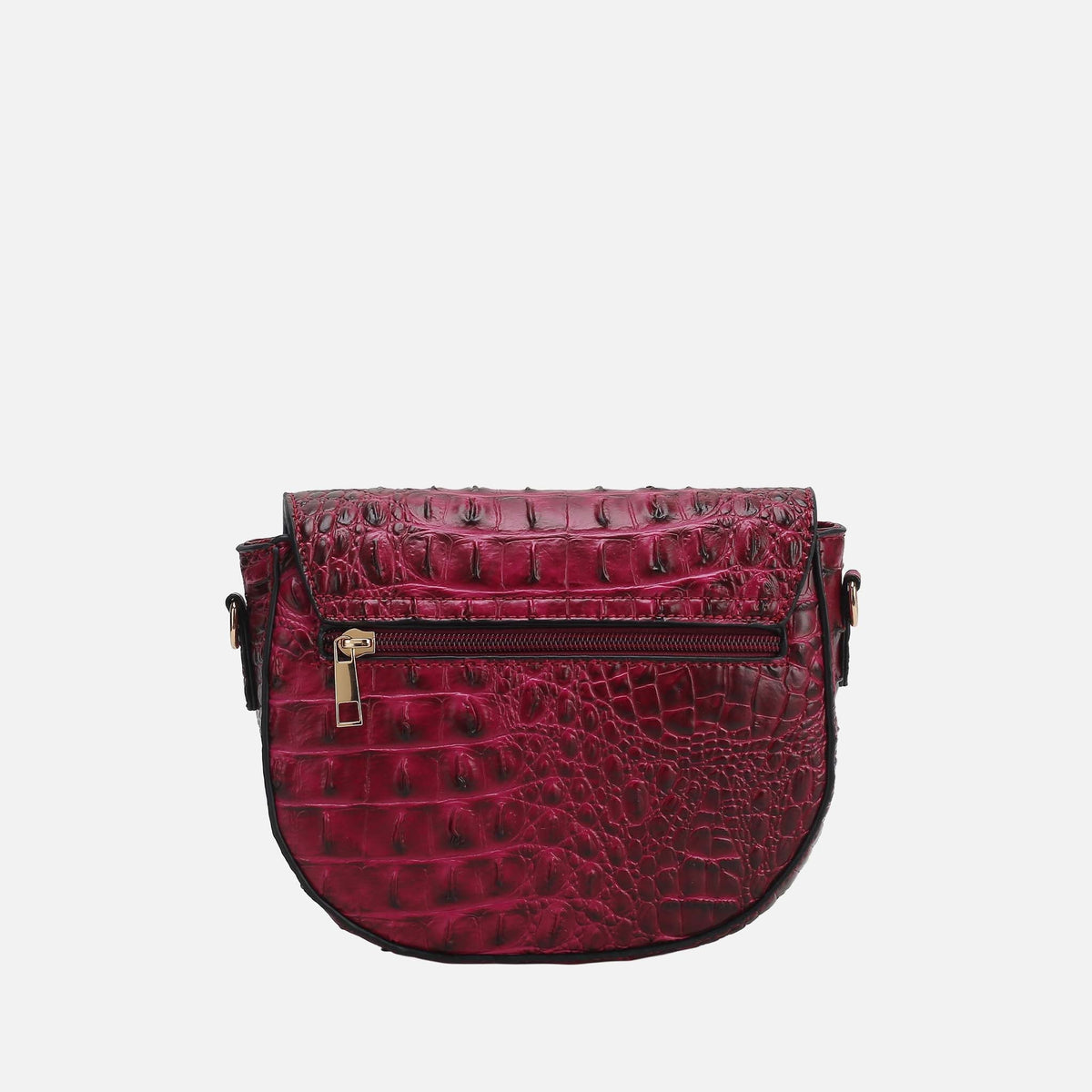 Amalia Solid Croc Crossbody Bag in Croco Fuchsia view 3 - Bag Crossbody