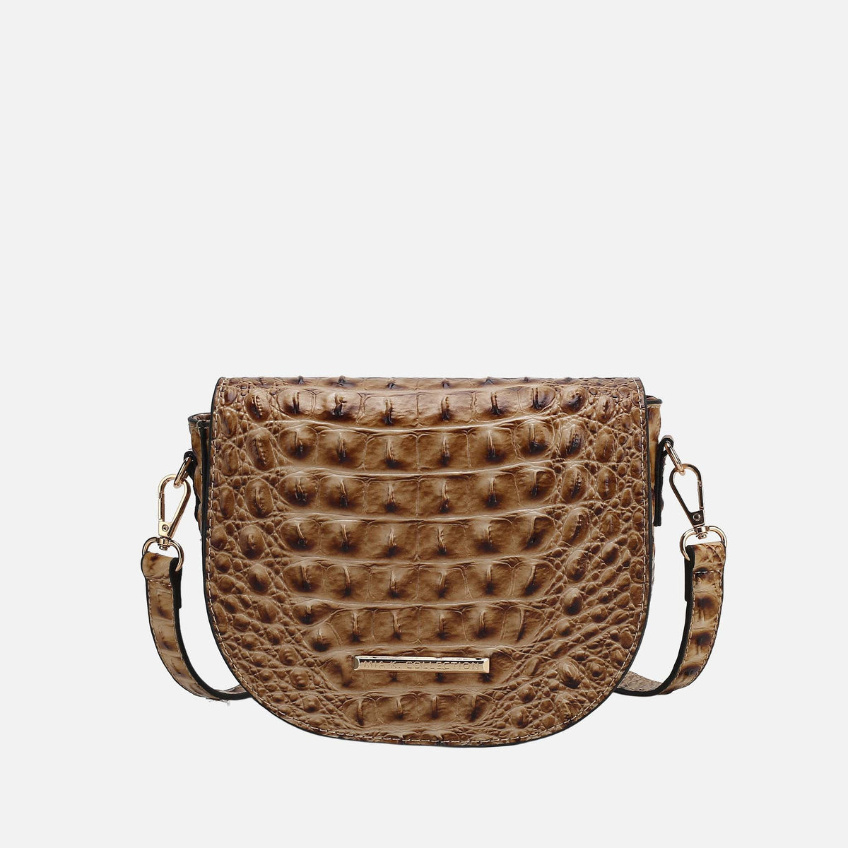 Amalia Solid Croc Crossbody Bag in Croco Purple view 5 - Bag Crossbody