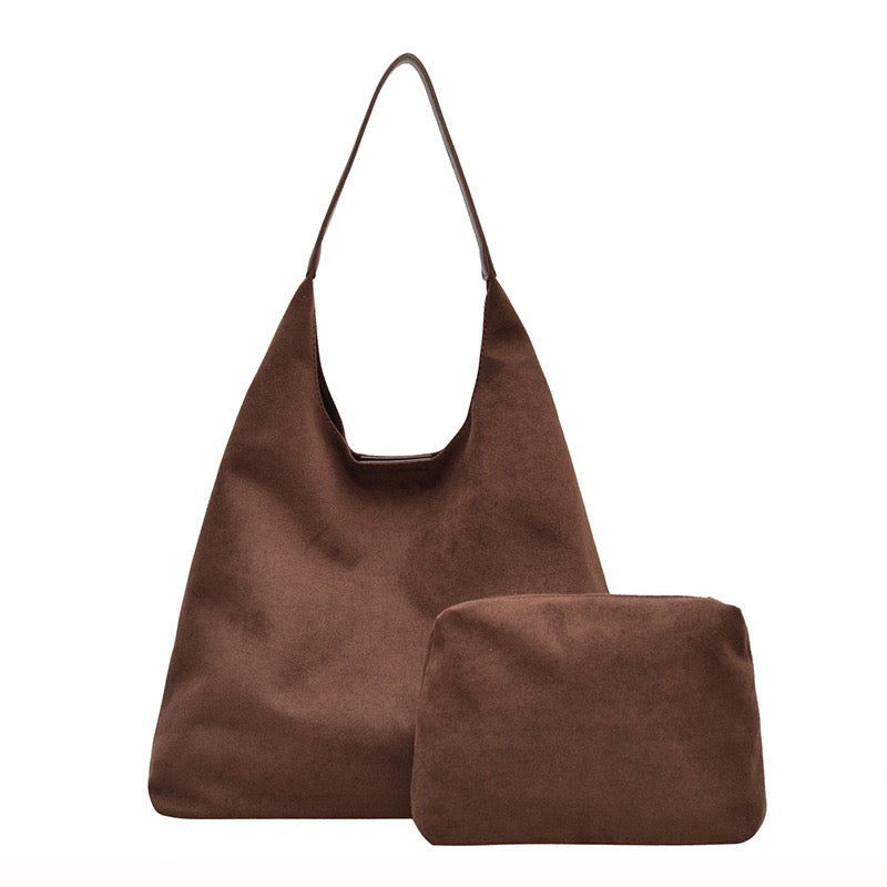 Andrea 2-in-1 Suede Hobo Shoulder Bag in Black view 5