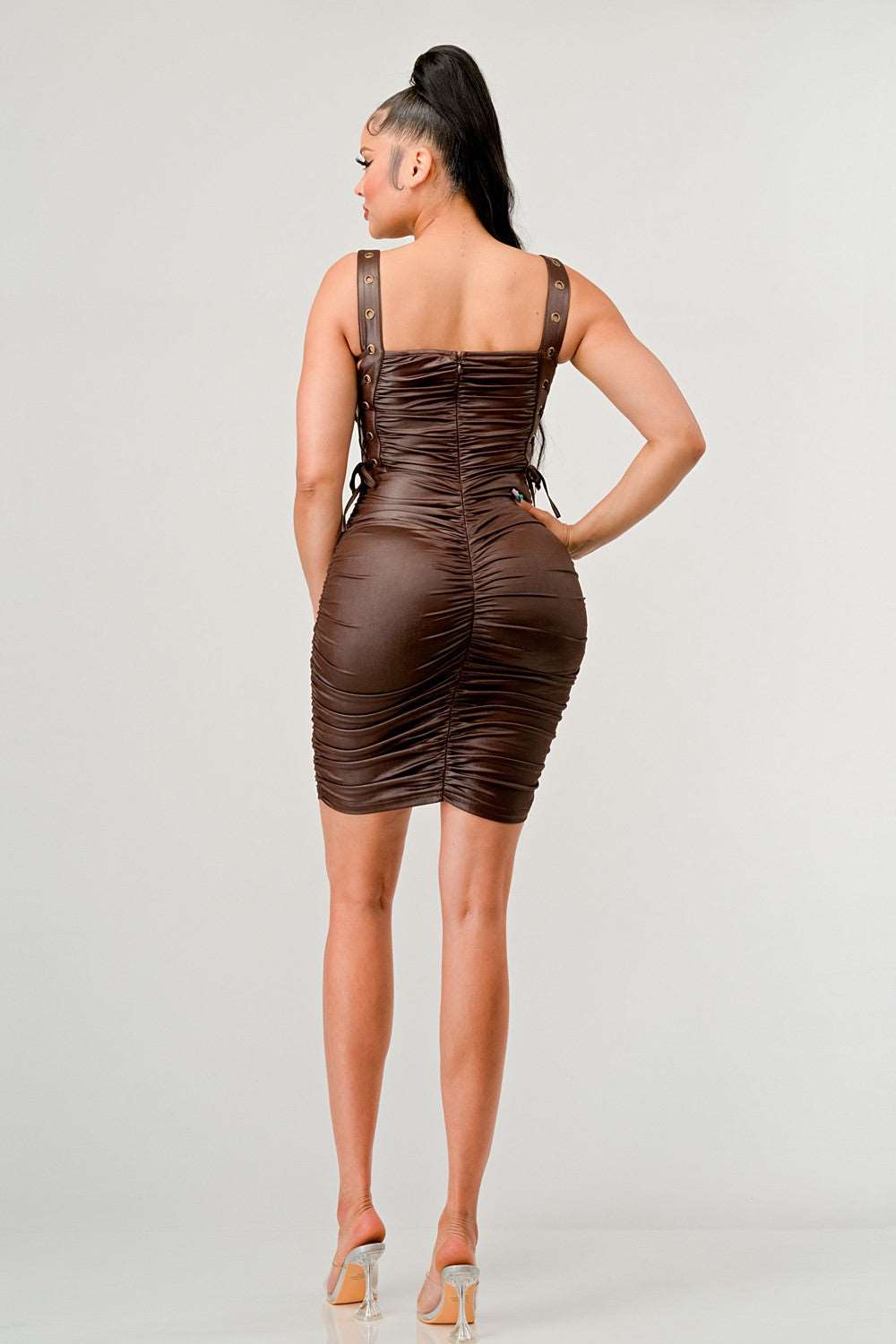 Athina Playful Soft Pu Mini Dress view 9 - Athina Dress Opt