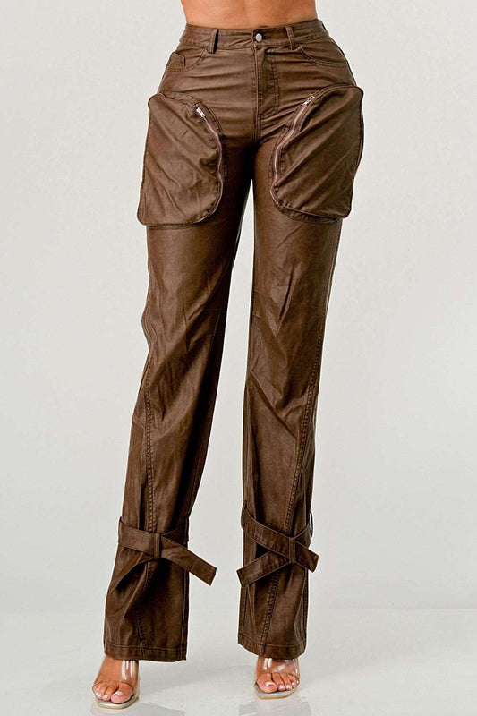 Athina Pu Brown Cargo Pants in Medium view 2 - Athina Pants (bottom)