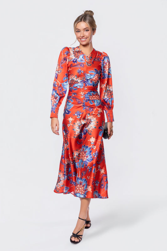 Audrey Dress Long Sleeve (red/blue) in XS view 2
