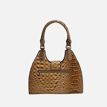 Ava Croc Tote Bag in Croco Cognac view 2 - Bag Tote