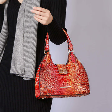 Ava Gradient Croc Tote Bag in Croc Coral view 2 - Bag Tote