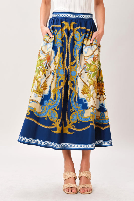Baroque Escape Woven Midi Skirt in IVORY view 2 (dress)