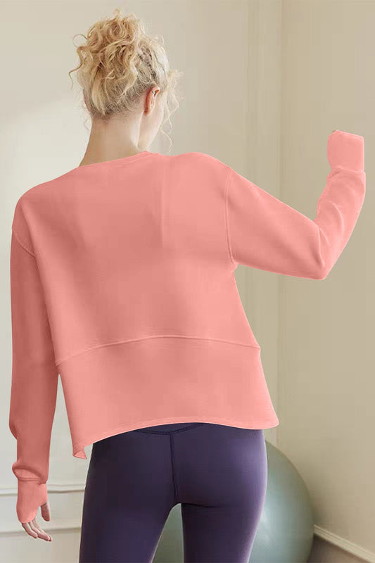 Basic Bae Air Scuba Round Neck Long Sleeve Sweatshirt in Sherbet view 2 - Long Sweatshirt (top)