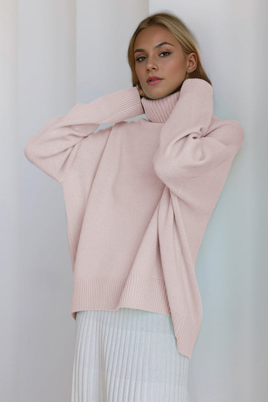 Basic Bae Turtleneck Dropped Shoulder Long Sleeve Sweater in Royal Blue view 2 - Long Sweater (top)