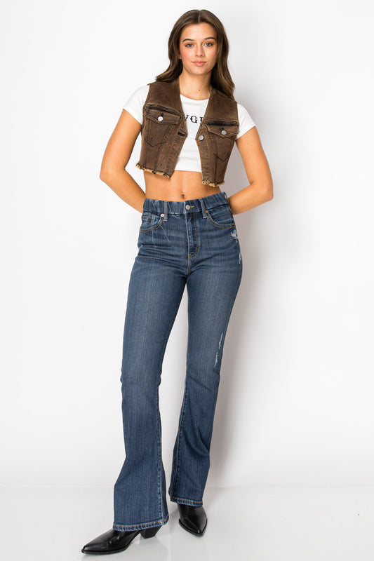 Beatrice Eco Zero Cotton High Rise Phone Pocket Bootcut Jeans in M view 2 - High-Waisted (bottom)