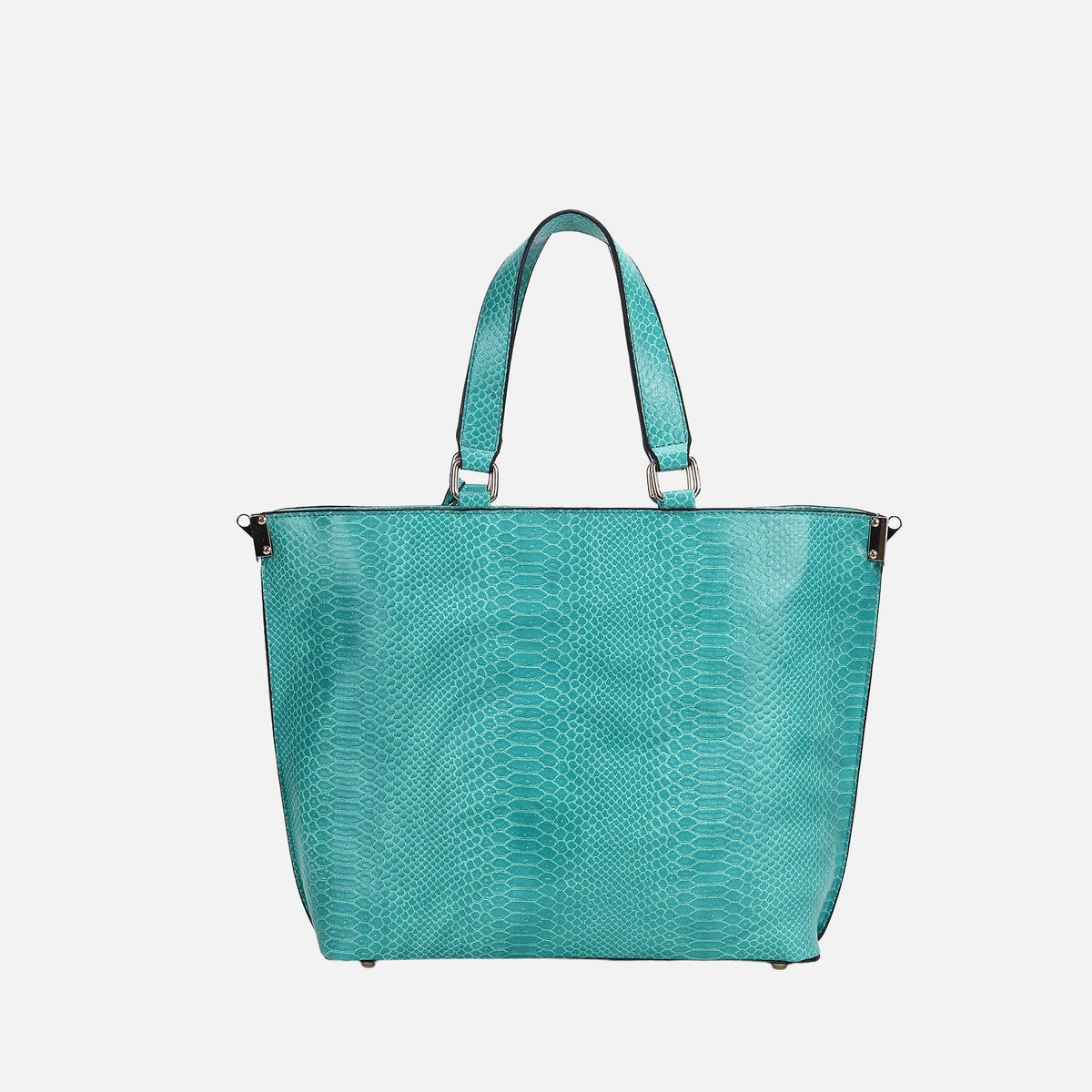 Beryl Embossed Tote Bag and Wristlet Set in Coral view 3 - Set Tote (one-piece)