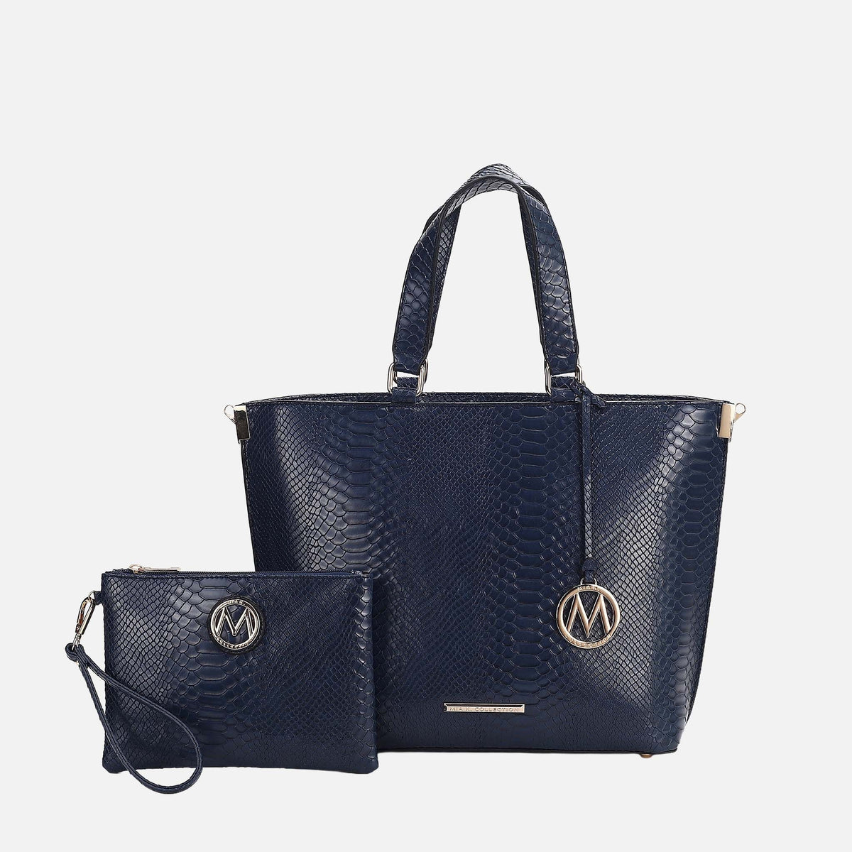 Beryl Embossed Tote Bag and Wristlet Set in Yellow view 8 - Set Tote (one-piece)