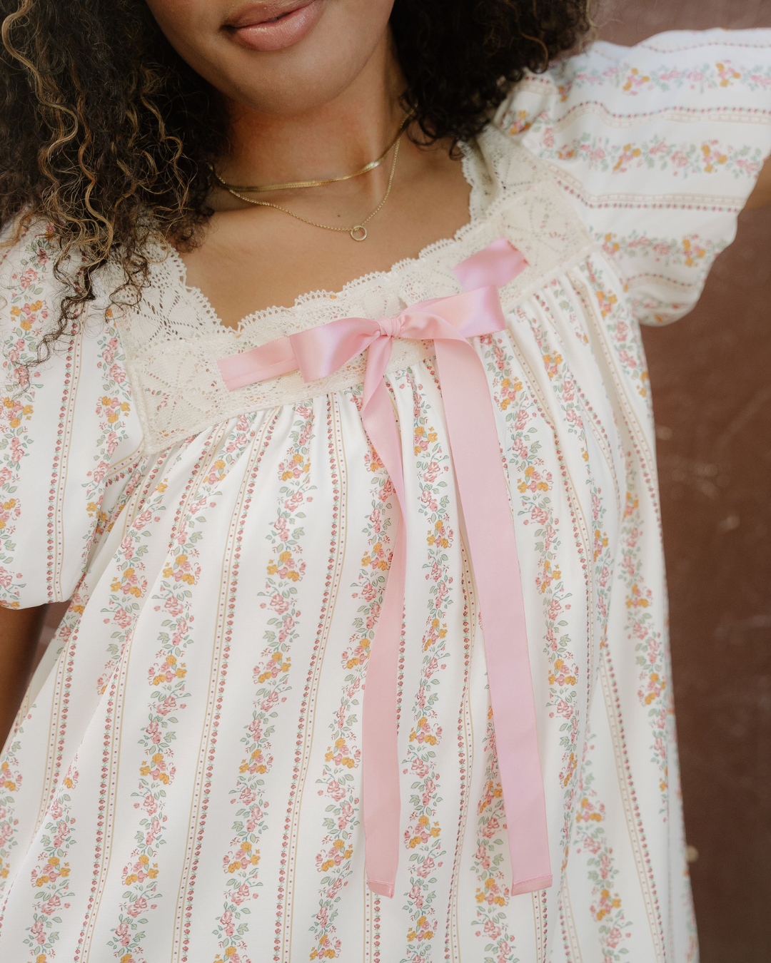 Birdie Ribbon Bow Lace Trim Square Neck Mini Dress view 8