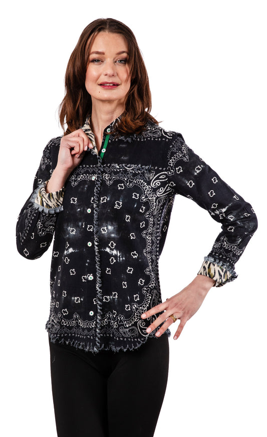 Black Bandana Print Cape Cod in S view 2 - Black Bandana Code (top)