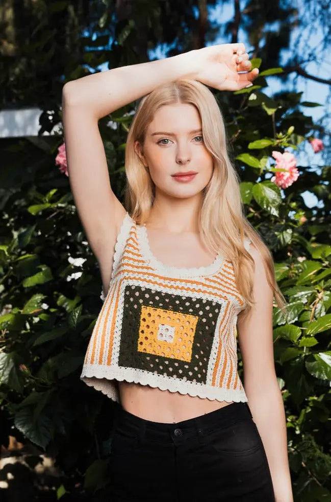 Bohemian Fusion Multi-patterned Crochet Stitched Top - MeeeShop Women's Fashion