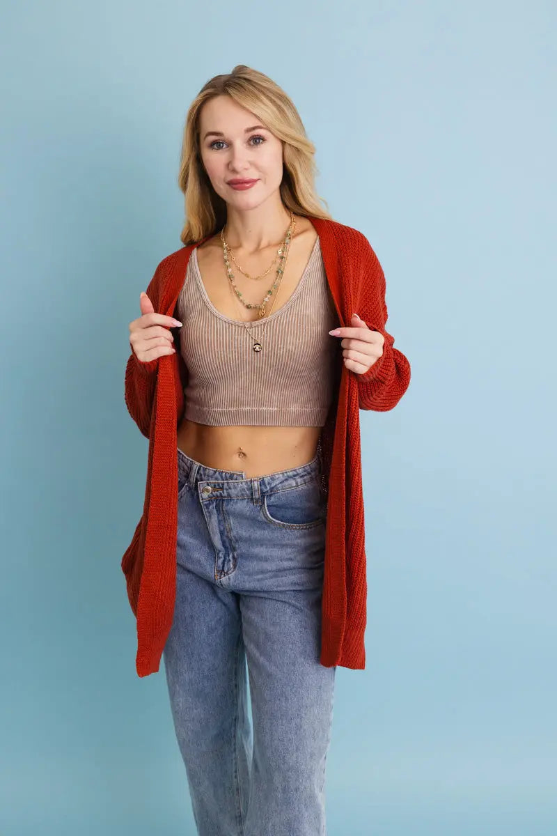 Boho Clothing and Accessories Cozy Open-front Waffle Knit Long Cardigan - Winter Staple ⛄ Top view 15 - Boho Style