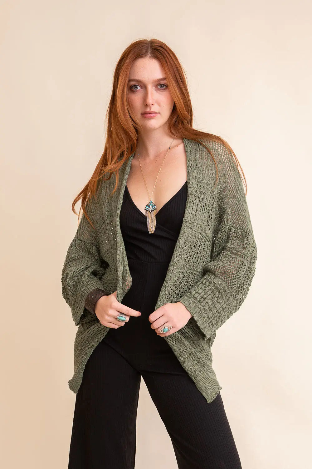 Boho Clothing and Accessories Knit Netted Cardigan ❤️ Top view 12 - Boho Style - Boho Style Cardigan
