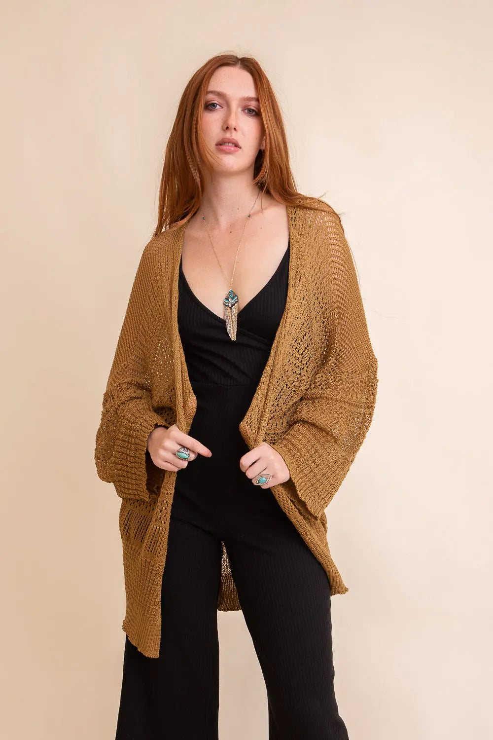 Boho Clothing and Accessories Knit Netted Cardigan ❤️ Top view 13 - Boho Style - Boho Style Cardigan