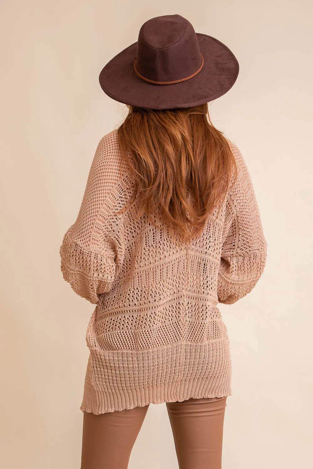 Boho Clothing and Accessories Knit Netted Cardigan ❤️ Top in Bronze view 5 - Boho Style - Boho Style Cardigan