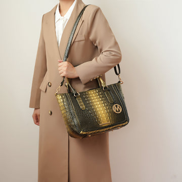Bonnie Croc-embossed Handbag and Set in Croco Gold view 2 - Set Handbag (one-piece)