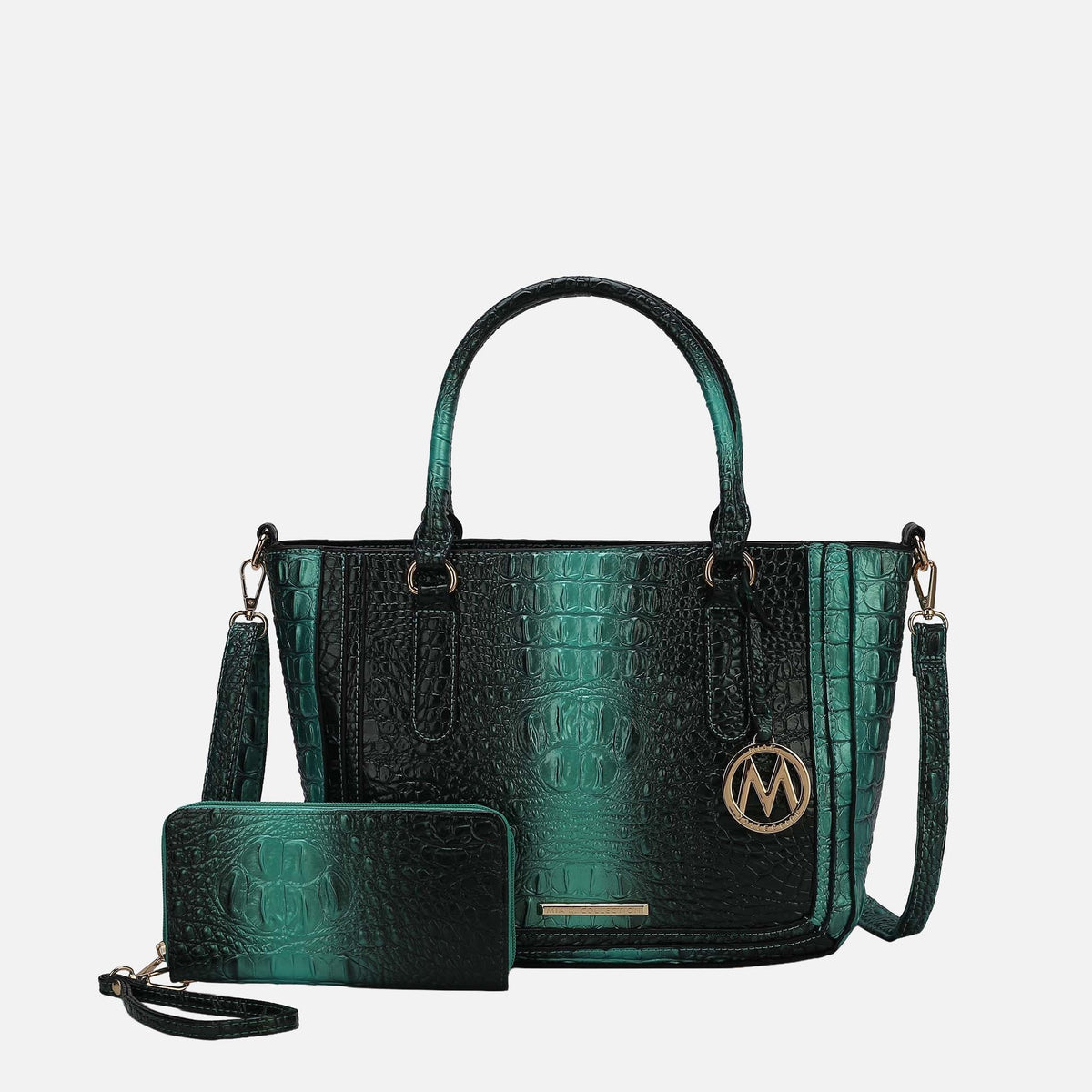 Bonnie Croc-embossed Handbag and Set in Croco Green view 3 - Set Handbag (one-piece)