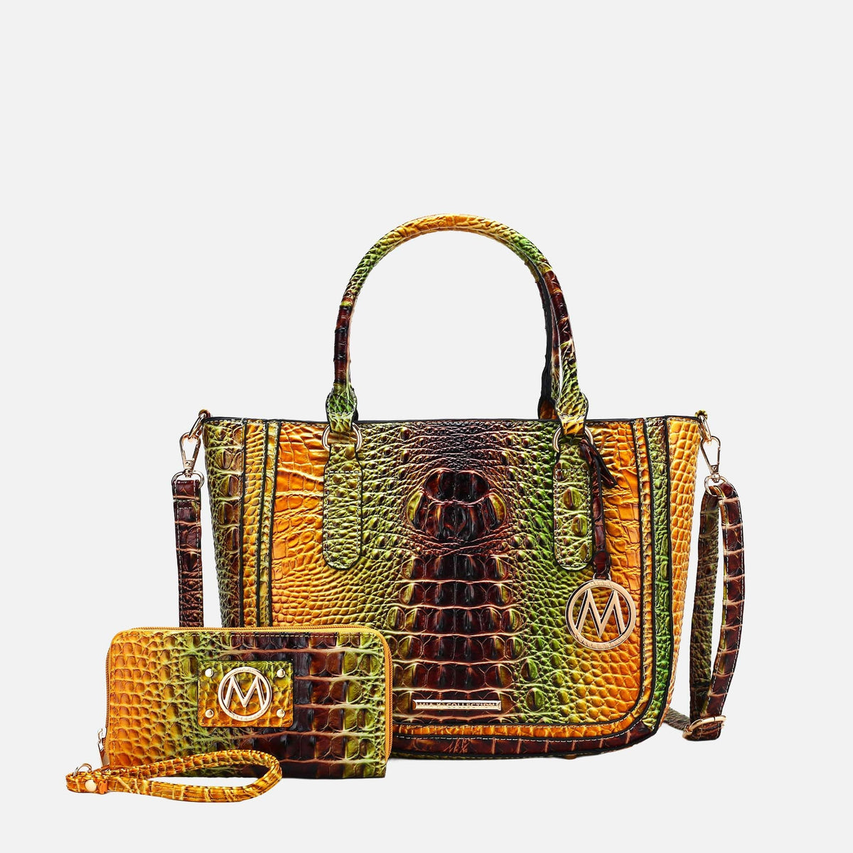 Bonnie Gradient Croc Shoulder Bag and Set in Coral Turqouise view 5 - Set Bag (one-piece)