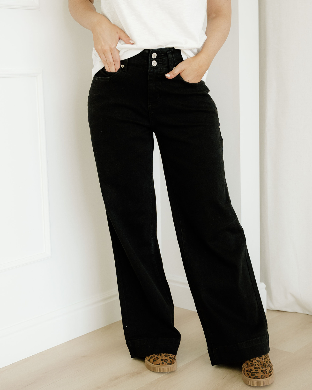 Brooke High Waist Wide Leg Jeans in Black view 10 - High-Waisted - Tribal Brooke High Rise Jeans (bottom)