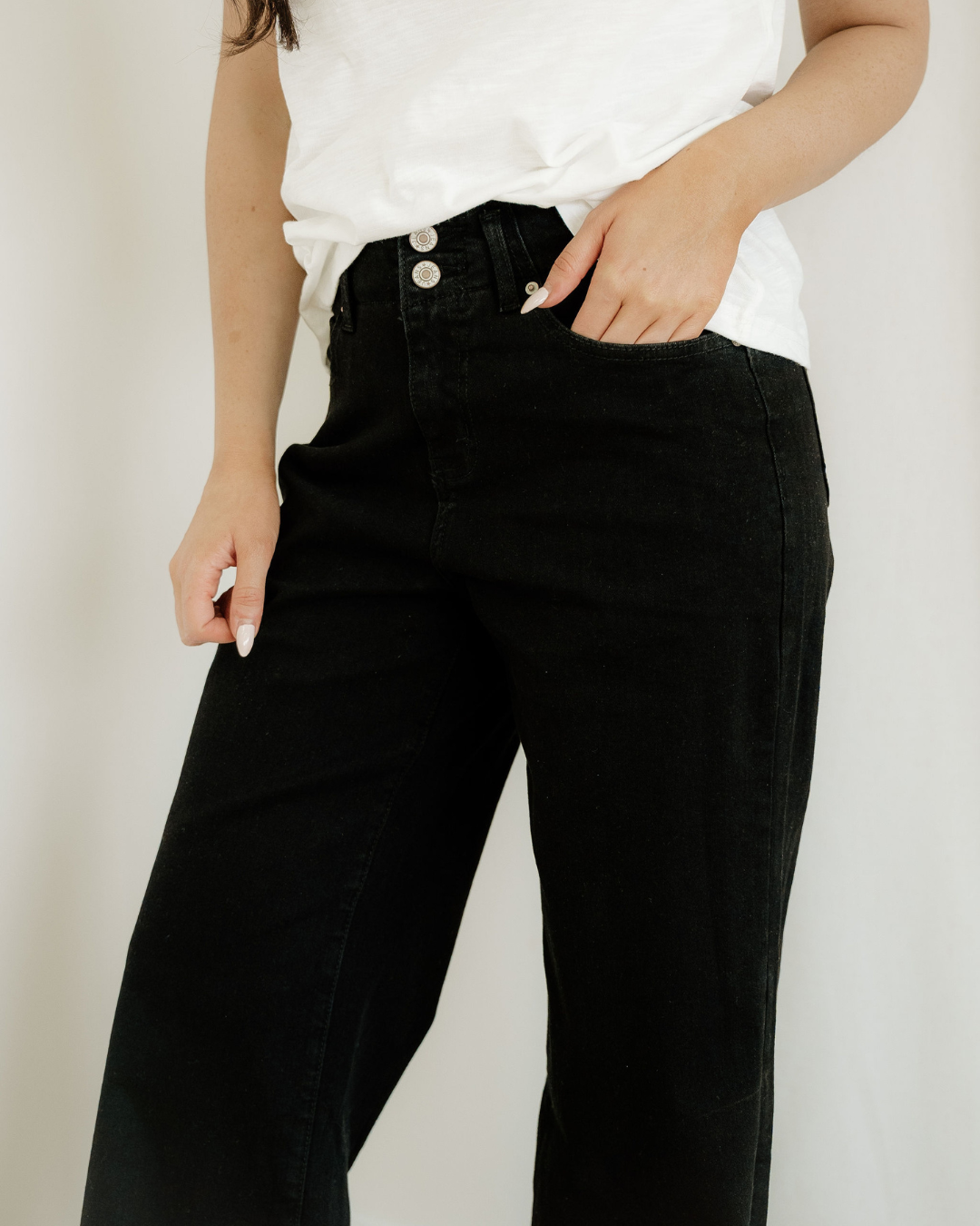 Brooke High Waist Wide Leg Jeans in Black view 12 - High-Waisted - Tribal Brooke High Rise Jeans (bottom)