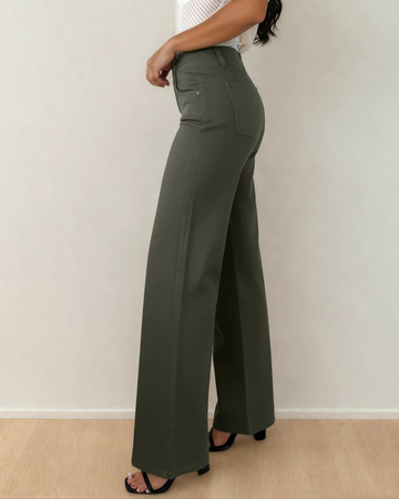 Brooke High Waist Wide Leg Jeans in Mist Green view 2 - High-Waisted - Tribal Brooke High Rise Jeans (bottom)