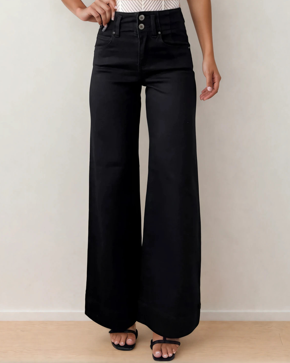 Brooke High Waist Wide Leg Jeans in Mist Green view 4 - High-Waisted - Tribal Brooke High Rise Jeans (bottom)